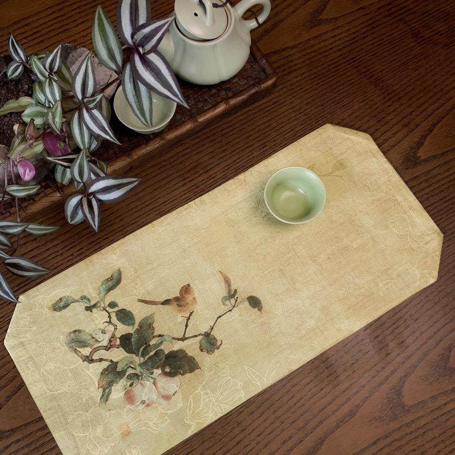 新中式防水织锦茶席锦缎禅意茶垫桌旗棉麻壶垫隔热垫麻高端香道席