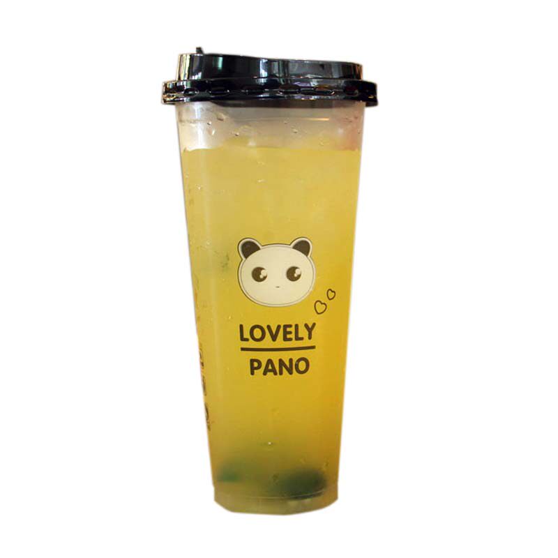 精选500ml一次性奶茶塑料杯带盖带吸管果汁饮料杯子商用外卖封口