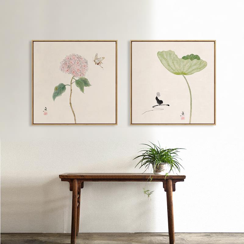 水墨宣言 新中式禅意水墨画挂画 茶室玄关装饰画荷花小品意境壁画