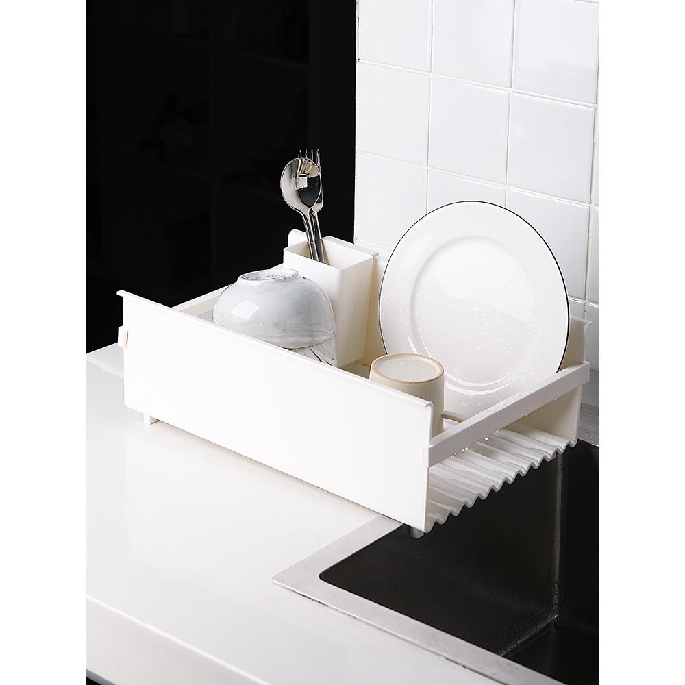 日系纯白碗架沥水架厨房家用碗碟架置物架台面整理碗筷餐具收纳架