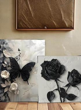 现代轻奢高级感复古黑白INS风装饰画客厅电视柜斗柜床头摆件画