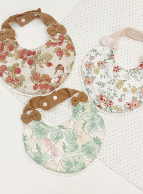 韩风纯棉纱布婴儿围嘴公主可爱围兜宝宝印花花瓣口水巾儿童辅食巾