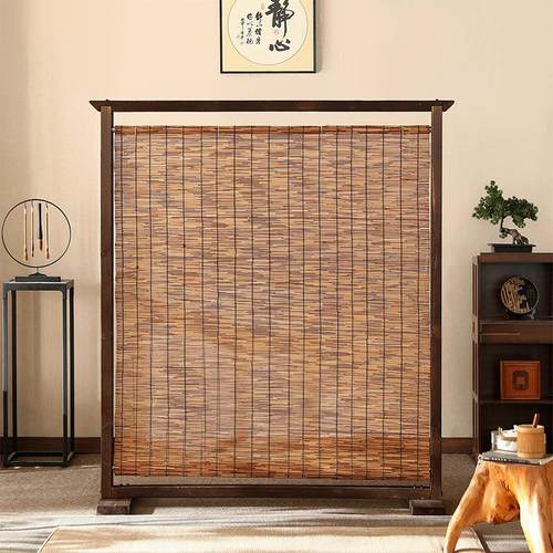 新中式实木芦苇屏风隔断玄关客厅茶室饭店酒店禅意覆古屏风座屏