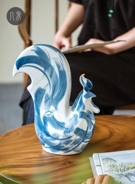 采购产品景德镇陶瓷手绘青花鸡招财开门红，乔迁礼品，客厅家居装