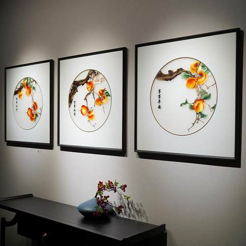 苏绣成品挂画事事如意新中式苏州纯手工刺绣客厅沙发背景墙装饰画