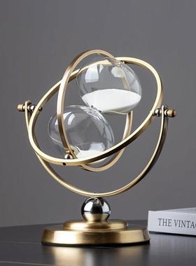 轻奢高档金属地球仪沙漏3d立体桌面摆件客厅酒柜办公室家居装饰品