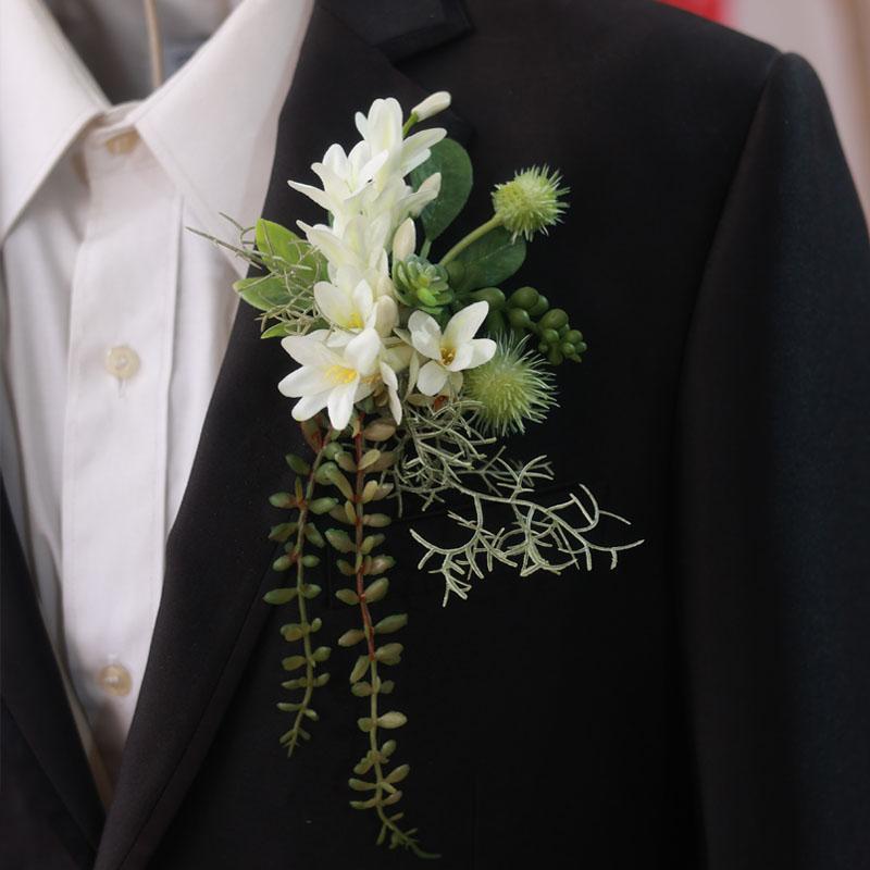 高端客厅婚礼胸花酒红色百子莲森系喜婆婆新郎新娘结婚胸花新款感