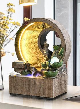 新中式流水生财摆件循环水入户风水轮客厅办公室喷泉水景开 业礼