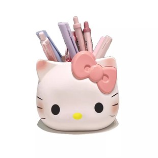 卡通猫收纳摆件可爱桌面装饰化妆刷收纳盒多功能笔筒办公室收纳桶