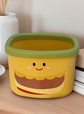 卡通汉堡桌面收纳桶黄色可爱大容量学生整理盒家用多功能收纳盒