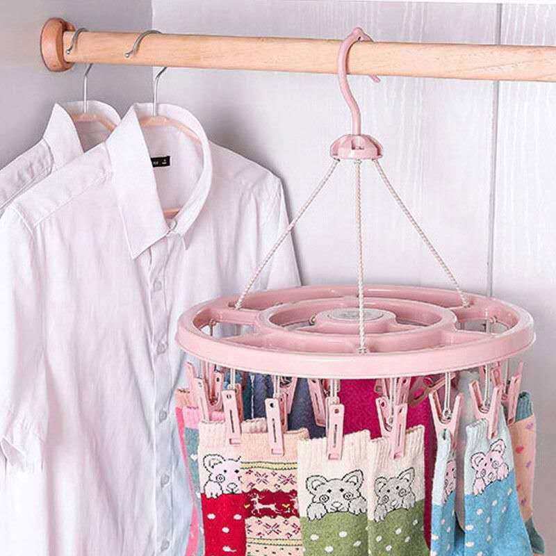 日系森女风多夹子晾衣架阳台旋转塑料袜子内衣晾晒架24夹,收纳整理,多夹子晾衣架,淘宝优惠券,粉丝福利购,淘宝优惠卷