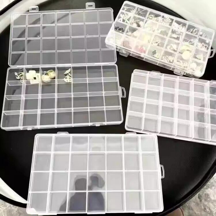 透明多格美甲首饰盒耳环耳钉收纳盒耳饰格子收纳盒项链饰品盒子