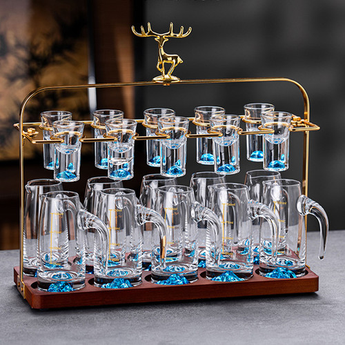 龙雅杰蓝山白酒杯分酒器杯架套装