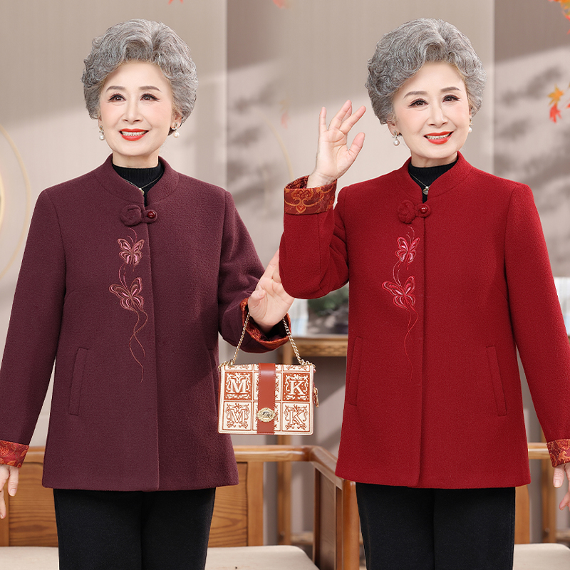 奶奶冬装开衫加绒加厚中老年女装