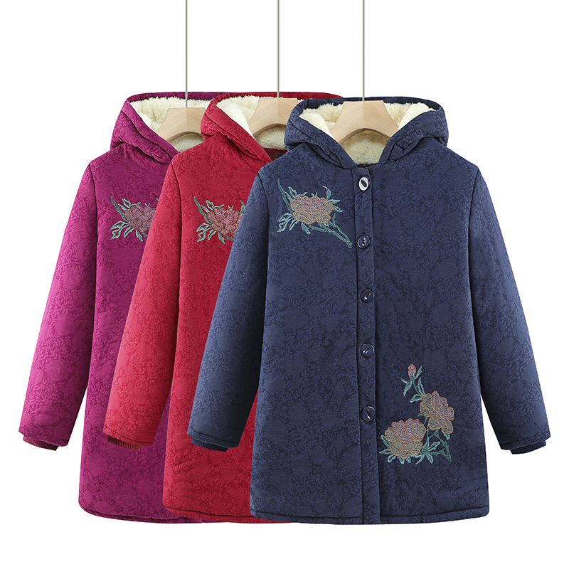 中老年冬装棉服加绒加厚外套