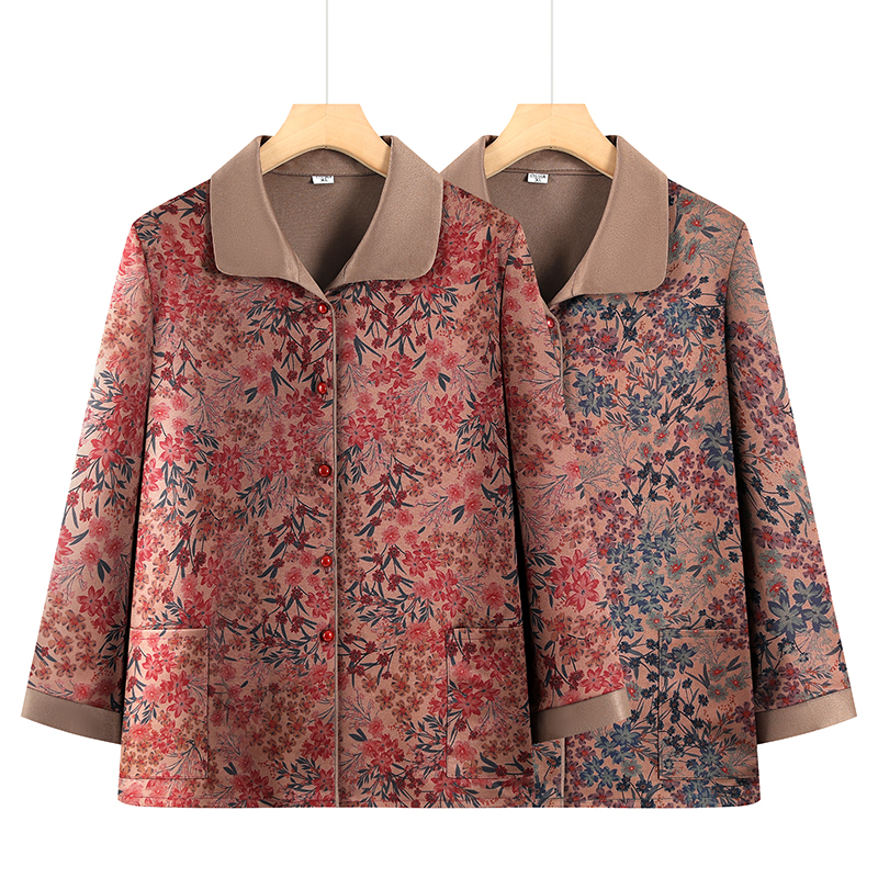 妈妈老太太60岁花色长袖奶奶