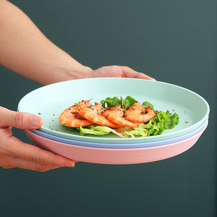 八寸大盘家用盘子创意可爱菜盘圆形塑料水果盘加厚饺子盘工厂批发