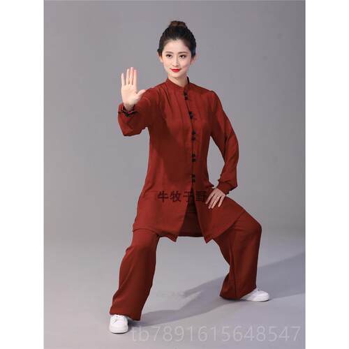 正品牛长牧于野棉极中款太极服麻女武术太拳练功春秋中老年晨练表