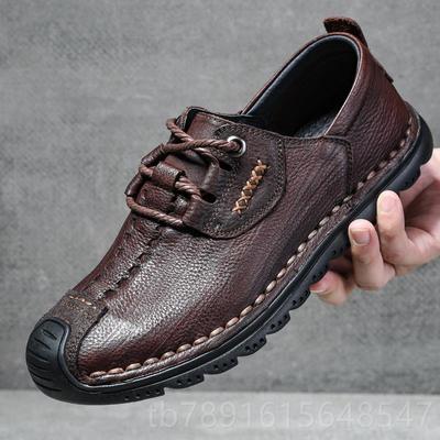 正品春秋务真皮男鞋软面皮软底鞋防滑爸爸手工复古百搭透闲气商休