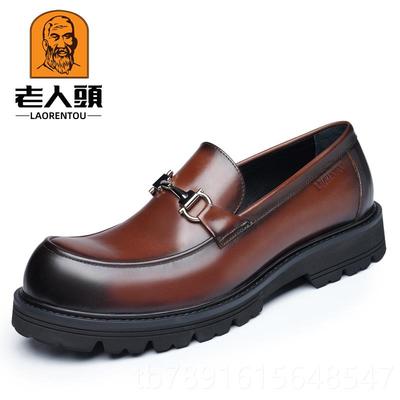 正品老人头皮鞋正鞋男真皮商务装男鞋圆头软皮软底休闲底厚耐磨爸