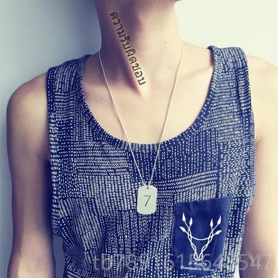 正品S92纯字银美国兵军牌项链男吊坠diy刻吊牌大定制身份牌5狗牌