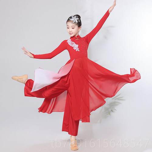 正品儿童典演服女出合唱中古国风民族少儿伞舞扇子舞舞胶州秧歌舞