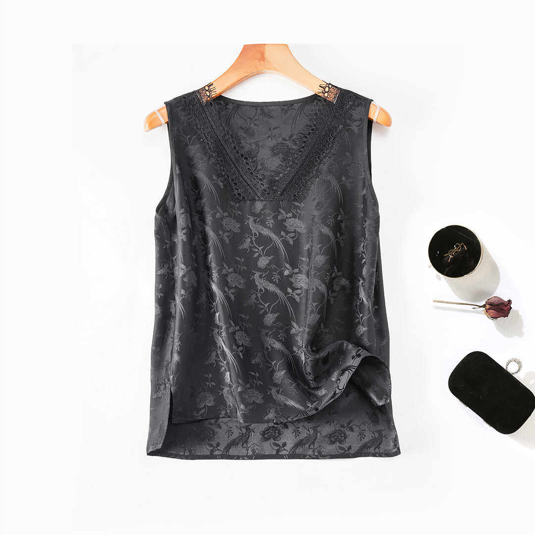 桑蚕丝真丝无袖女水溶蕾丝背心透气提花缎面夏季新款宽松v领吊带,女装/女士精品,背心吊带,淘宝优惠券,粉丝福利购,淘宝优惠卷