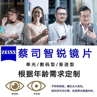 蔡司智锐镜片防蓝光PLUS1.74超薄眼镜片配超轻钛架男近视眼镜框K