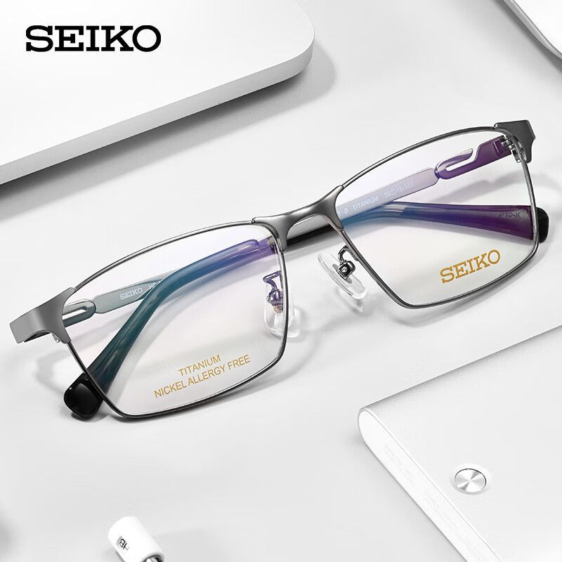 精工眼镜框眼镜商务系列男全框大脸舒适时尚钛材HC1024眼镜框架K