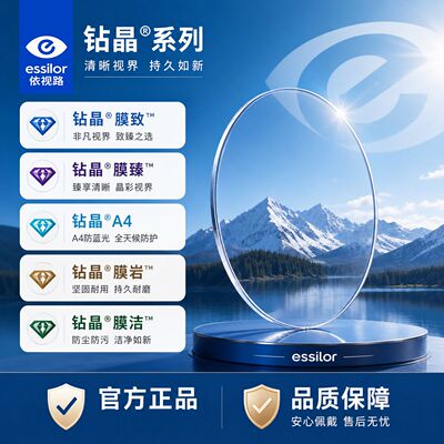 依视路镜片膜岩膜致钻晶A4全视线变色爱赞全晰防蓝光耐磨超薄眼镜
