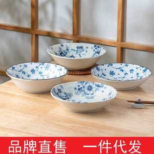 创意釉下彩陶瓷盘菜碟饭盘 美浓烧日本进口厨房家用餐具日式 单个