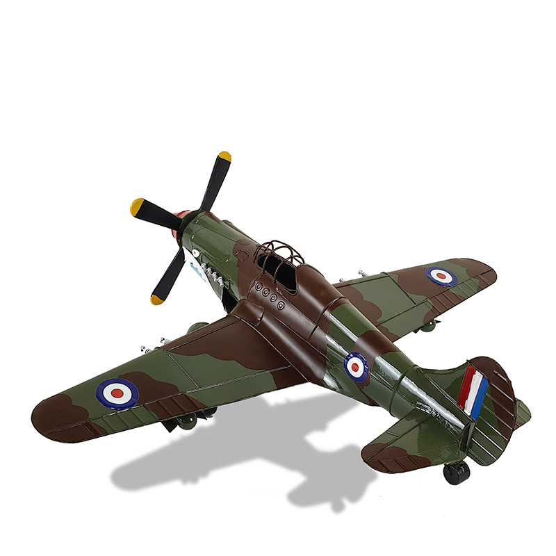 美式二战鲨鱼嘴P40战斗机手工模型装饰摆件金属工艺品飞机道具