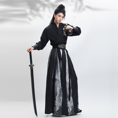 汉服男装原创交领古风武侠剑客新中式国风暗黑系班服古装酷飒套装