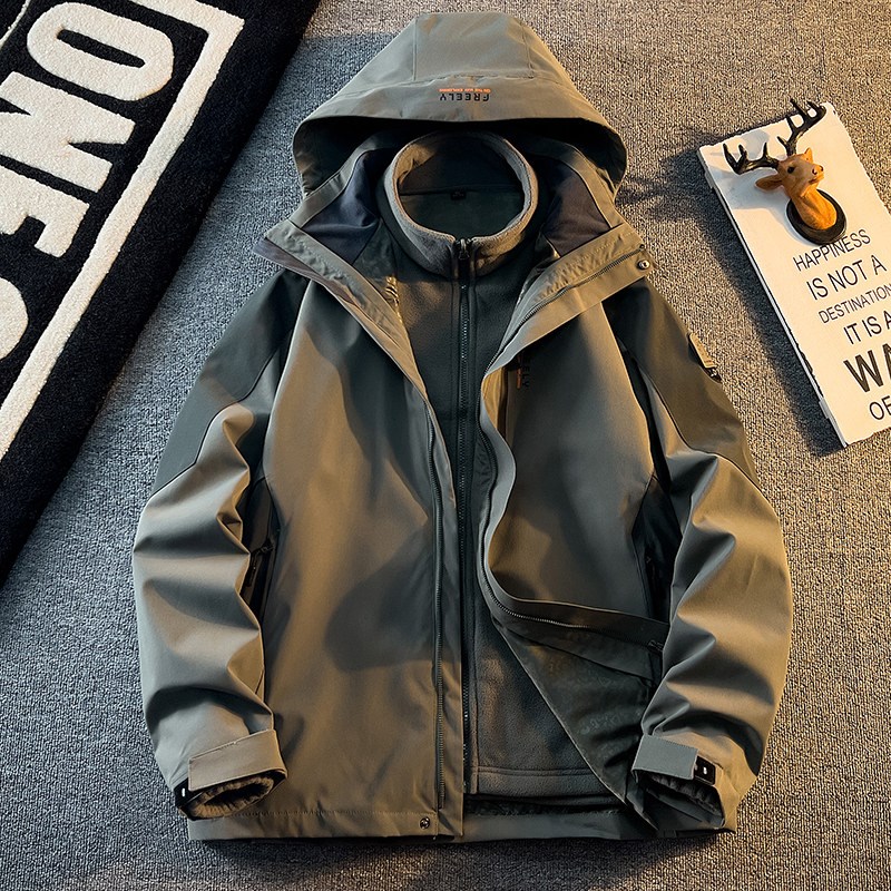 三合一冲b锋衣男工装夹克冬季加绒保暖棉衣户外套防风防雨登山棉