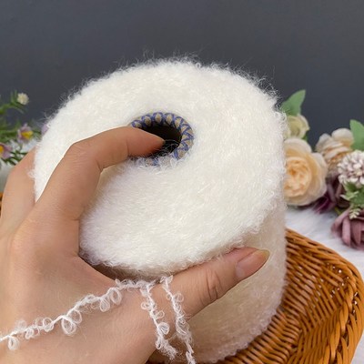 高品质白色羊毛圈圈线中粗毛线柔软手工编织围P巾毛衣外套棒针毛