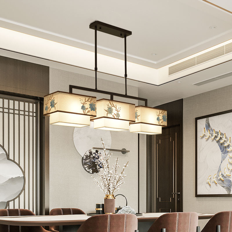 新中式餐厅吊灯中k国风复古创意简约饭厅吧台书房酒店茶楼LED灯具