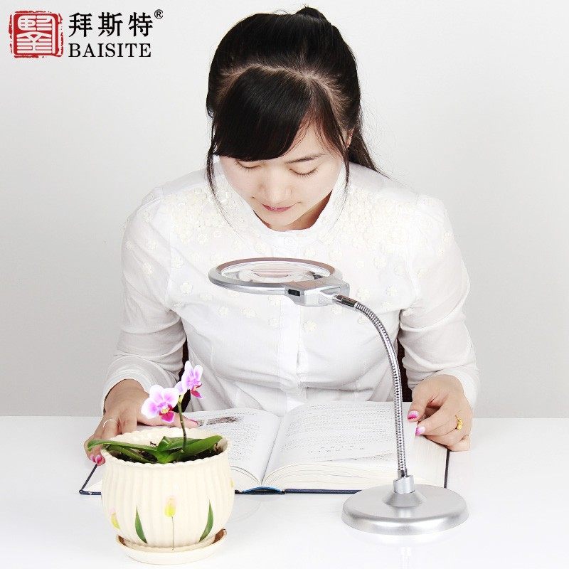 桌面台式放大镜带灯led10倍20高老人儿童阅读S清钟表电子手机维修