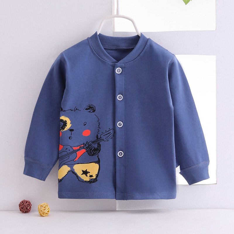 婴儿秋衣上衣开衫可外穿纯棉A类春秋对开门K无骨缝制123岁男女宝