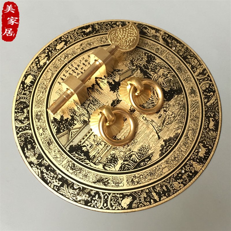 中式明清仿古铜配件纯铜柜门衣柜橱柜鞋柜把N手家具五金圆形铜拉