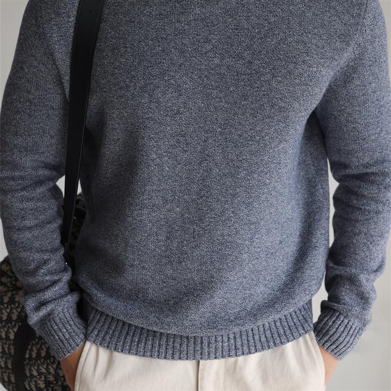 YUXIAdN美式复古全棉幻彩纱线圆领针织长袖毛衣休闲通勤男士秋冬