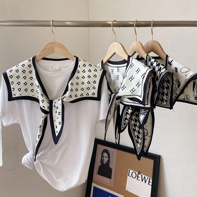 夏季薄款假领子小丝巾女披肩外搭娃娃领装饰围P脖衬衫围巾防晒搭