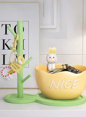 入户玄关钥匙收纳摆件兔子电视A柜鞋柜进门家居装饰品乔迁新居礼