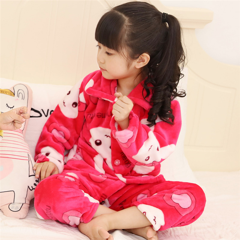 秋冬季儿童睡衣法兰绒宝宝小孩子男童女童大O童珊瑚绒加厚款家居