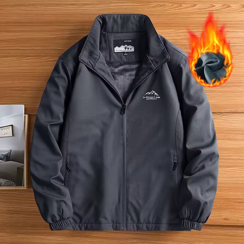 2023新款加绒加厚棉衣户外z休闲简约男士外套立领百搭宽松版夹克