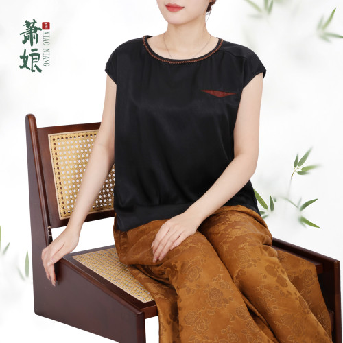 萧娘真丝上衣夏季新中式国