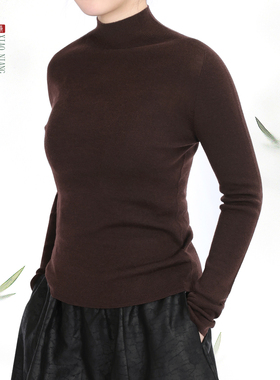 萧娘【打底】长袖半高领打底针织衫T恤显瘦休闲内搭上衣秋冬3097