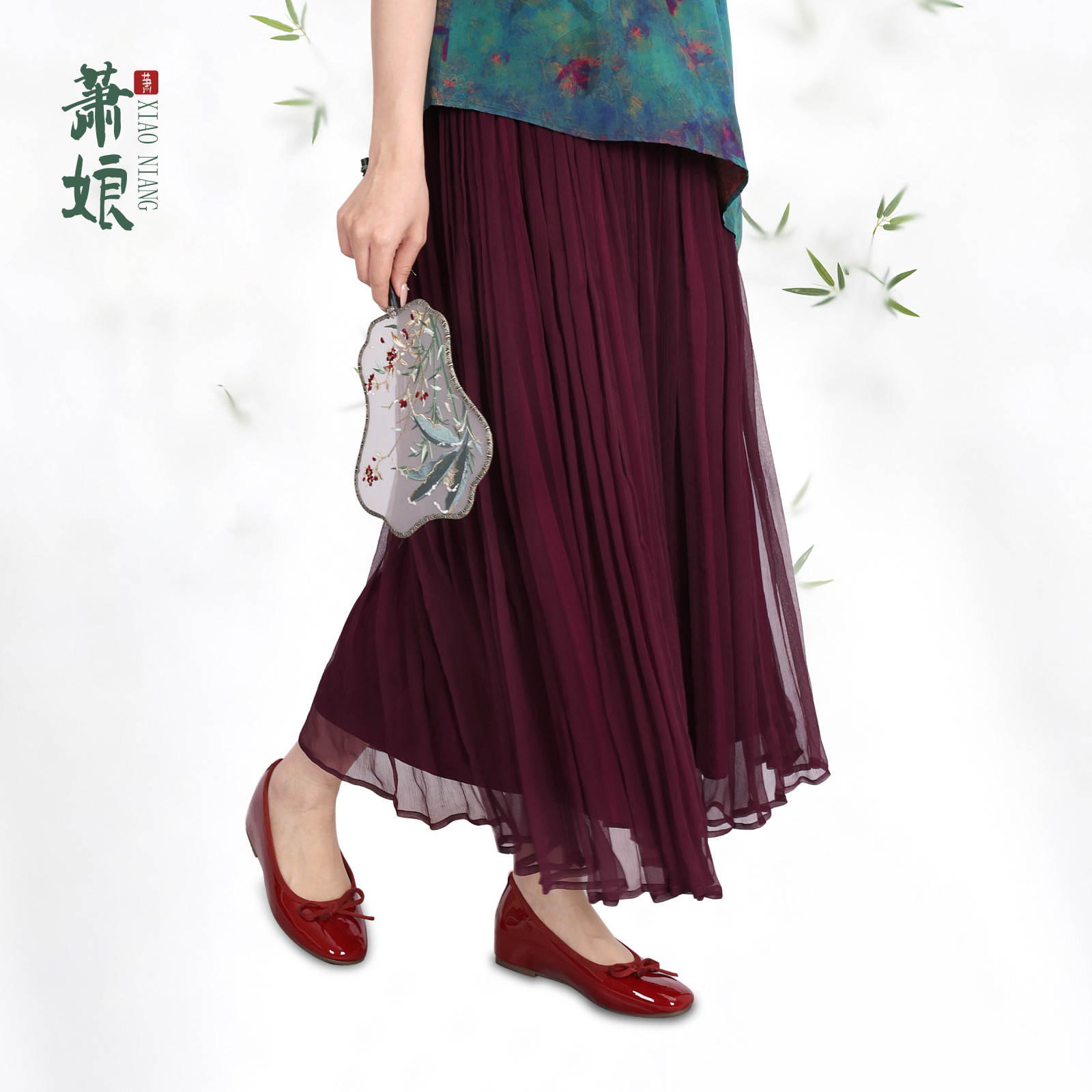 萧娘【蚕丝半裙】桑蚕丝休闲时尚新中式百搭女半身裙XNB0109