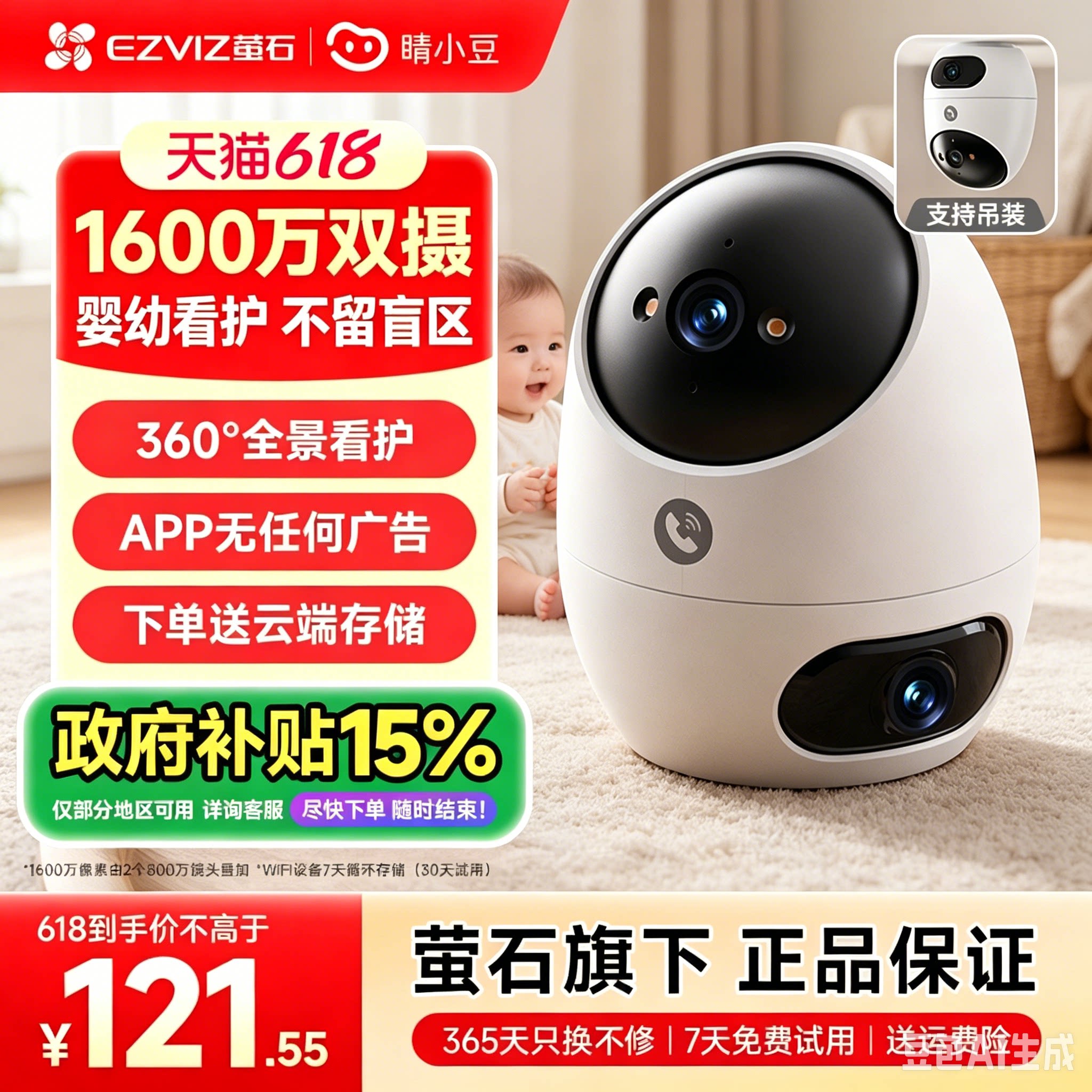 萤石婴儿看护器监控摄像头睛小豆