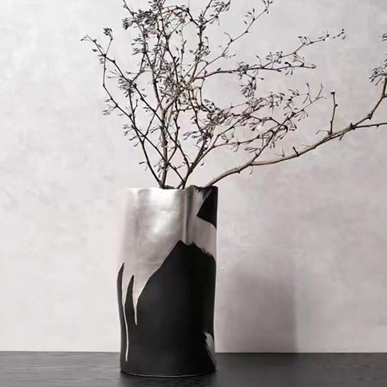 创意曲影花瓶花插会所装饰现代艺术轻奢风格黑白条纹花器摆件组合,模玩/动漫/周边/娃圈三坑/桌游,文化/体育周边,淘宝优惠券,粉丝福利购,淘宝优惠卷