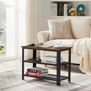 架3层鞋 鞋 架储物架带网状搁板长凳棕色 复古风格 源头工厂简约时尚